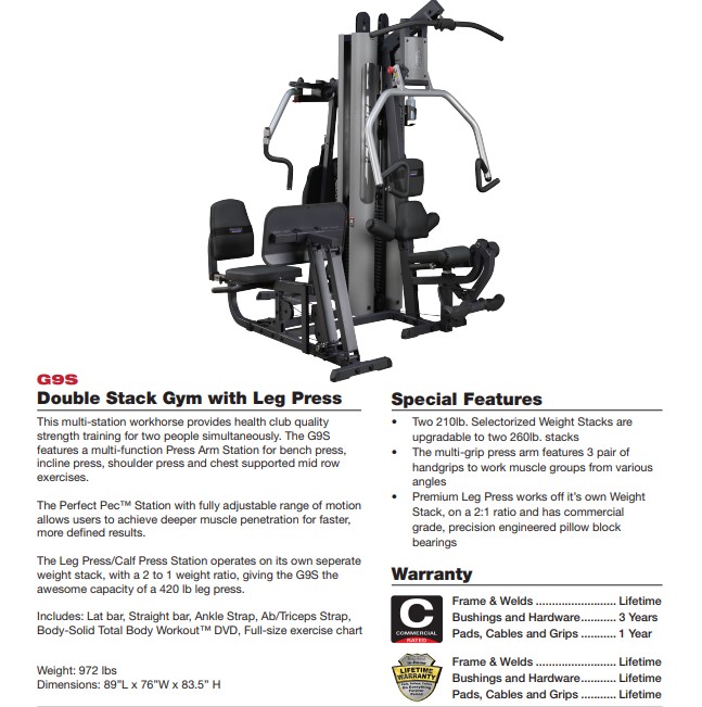 Body solid double discount stack home gym